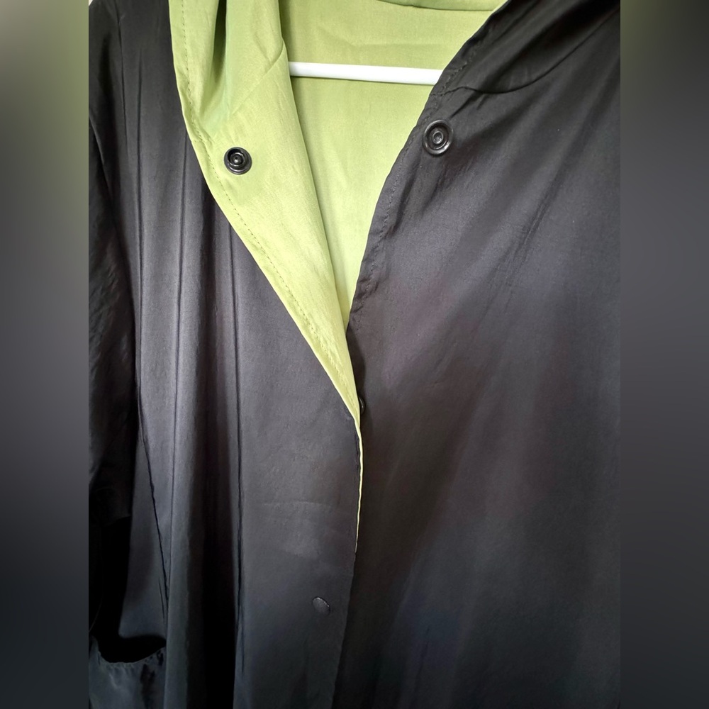 EUC Long Rain Hooded Jacket Reversible Black & Lime Green Coat - Women’s XL XXL - Picture 3 of 13